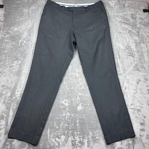 Peter Millar Mens Performance Dress Pants Gray Flat Front Trousers 36x32